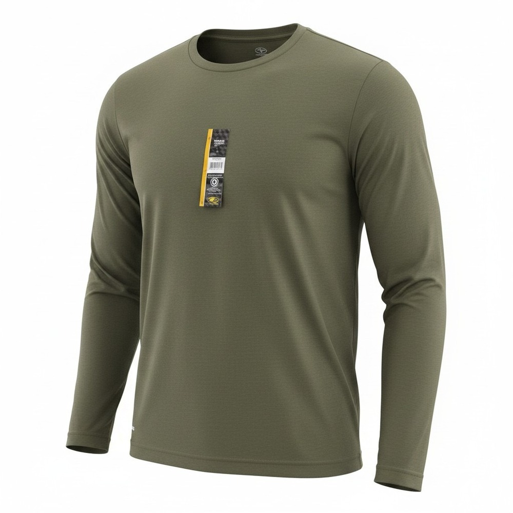 Athletic Works Mens L Olive Green DriWorks Long Sleeve Tri-Blend Tee L